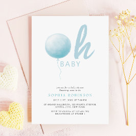 Oh Baby Soft Pastel Blue Balloon Baby Boy Shower Kaart