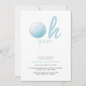 Oh Baby Soft Pastel Blue Balloon Baby Boy Shower Kaart (Voorkant)