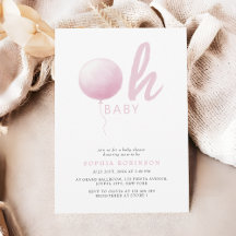 Oh Baby Soft Pastel Pink Balloon Baby Girl Shower
