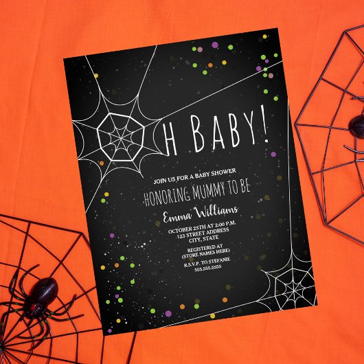 Oh Baby Spiderweb Halloween Baby shower Uitnodigin Kaart