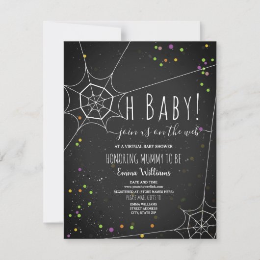 Oh Baby Spiderweb Halloween Virtual Baby shower Kaart (Voorkant)