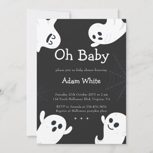 Oh Baby Spooky Ghost Halloween Herfst Baby shower Kaart (Voorkant)