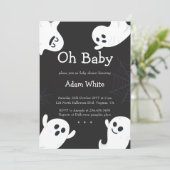 Oh Baby Spooky Ghost Halloween Herfst Baby shower Kaart (Staand voorkant)