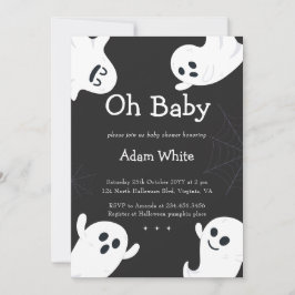 Oh Baby Spooky Ghost Halloween Herfst Baby shower Kaart