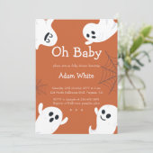 Oh Baby Spooky Ghost Halloween Herfst Baby shower Kaart (Staand voorkant)