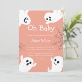 Oh Baby Spooky Ghost Halloween Herfst Baby shower Kaart (Staand voorkant)