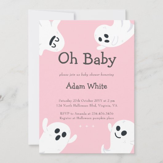 Oh Baby Spooky Ghost Halloween Herfst Baby shower Kaart (Voorkant)