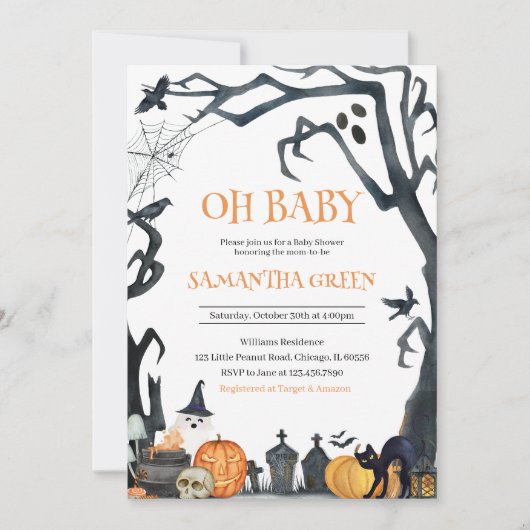 Oh Baby Spooky Halloween Baby shower Kaart (Voorkant)