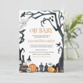 Oh Baby Spooky Halloween Baby shower Kaart (Staand voorkant)