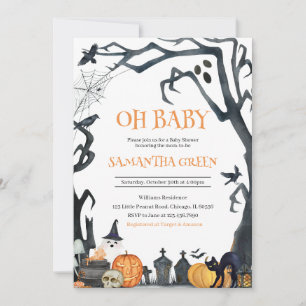 Oh Baby Spooky Halloween Baby shower Kaart