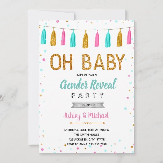 Oh baby sprinkhaangeslacht onthult feestelijke uit kaart (Voorkant)