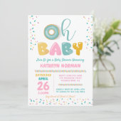 Oh Baby Sprinkle Donut Baby shower Uitnodiging (Staand voorkant)