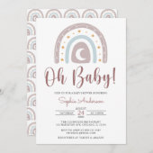 Oh baby Star en Moon Boho Rainbow Baby shower Inv Kaart (Voorkant / Achterkant)