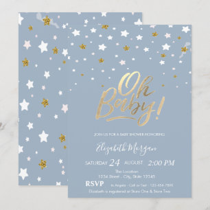 Oh Baby Stars Stof Blauw Baby Shower Kaart