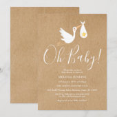 Oh Baby Stork Rustic Baby shower Kaart (Voorkant / Achterkant)
