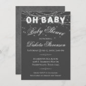 Oh Baby string licht | Donkergrijze ballondouche Kaart (Voorkant / Achterkant)