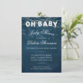 Oh Baby string licht | Donkermarineblauwe Baby-bal Kaart (Staand voorkant)