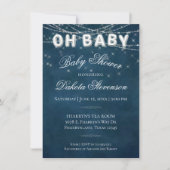 Oh Baby string licht | Donkermarineblauwe Baby-bal Kaart (Voorkant)