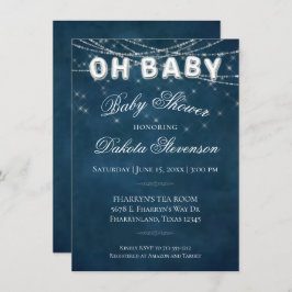 Oh Baby string licht | Donkermarineblauwe Baby-bal Kaart