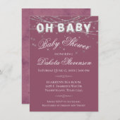 Oh Baby string licht | Millennial roze ballon Kaart (Voorkant / Achterkant)