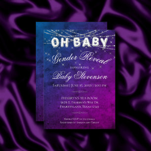 Oh Baby string licht   Paarse Ombre Baby-ballon Kaart