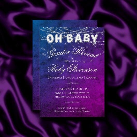 Oh Baby string licht | Paarse Ombre Baby-ballon Kaart