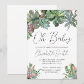 Oh Baby Succulent Baby shower Uitnodiging (Voorkant / Achterkant)