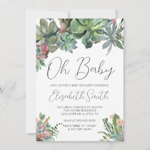 Oh Baby Succulent Baby shower Uitnodiging