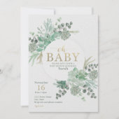 Oh Baby Succulent Baby shower Uitnodiging (Voorkant)