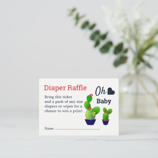 Oh Baby Succulent Cactus Schattige Douche Luier Ra Informatiekaartje (Staand voorkant)