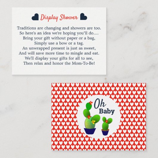 Oh Baby Succulent Cactus Schattige douchedisplay Informatiekaartje (Voorkant / Achterkant)