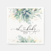 Oh Baby Succulents Gold Greenery Baby shower Servet (Voorkant)