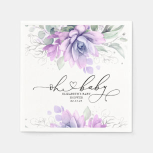 Oh Baby Succulents Silver Greenery Baby shower Servet