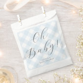Oh Baby! Sweet Baby Blue Gingham Baby shower Bedankzakje (Geknipt)
