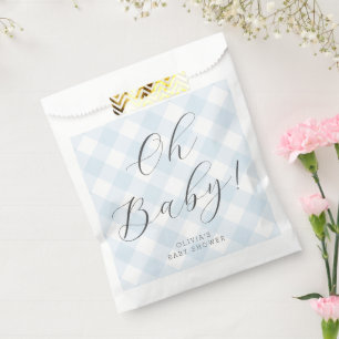 Oh Baby! Sweet Baby Blue Gingham Baby shower Bedankzakje