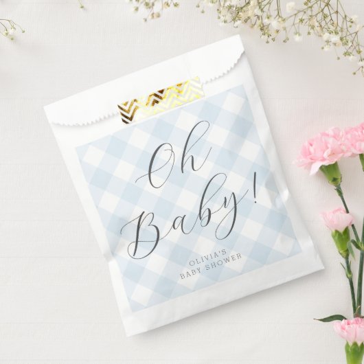 Oh Baby! Sweet Baby Blue Gingham Baby shower Bedankzakje (Gezegeld)