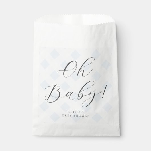 Oh Baby! Sweet Baby Blue Gingham Baby shower Bedankzakje (Voorkant)