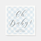 Oh Baby! Sweet Baby Blue Gingham Baby shower Party Servet (Voorkant)