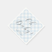 Oh Baby! Sweet Baby Blue Gingham Baby shower Party Servet (Hoek)