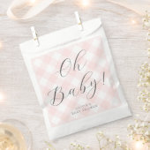 Oh Baby! Sweet Blush Pink Gingham-Baby shower Bedankzakje (Geknipt)