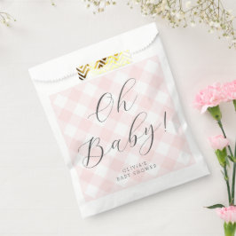 Oh Baby! Sweet Blush Pink Gingham-Baby shower Bedankzakje