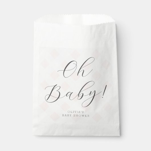 Oh Baby! Sweet Blush Pink Gingham-Baby shower Bedankzakje (Voorkant)