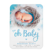 Oh Baby Sweet Bold Modern Blue Boy Geboortefoto Magneet (Verticaal)