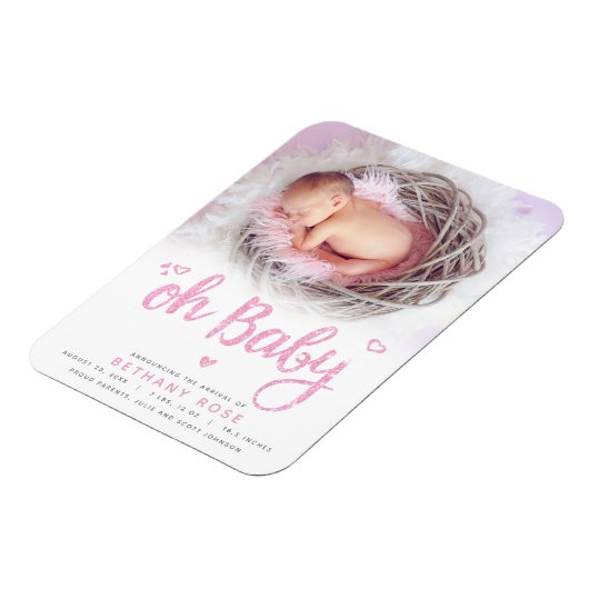 Oh Baby Sweet Chic Modern Pink Girl Foto Magneet (Linkerzijde)