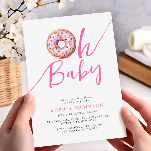 Oh Baby Sweet Donuts Minimalist Girl Baby shower Kaart
