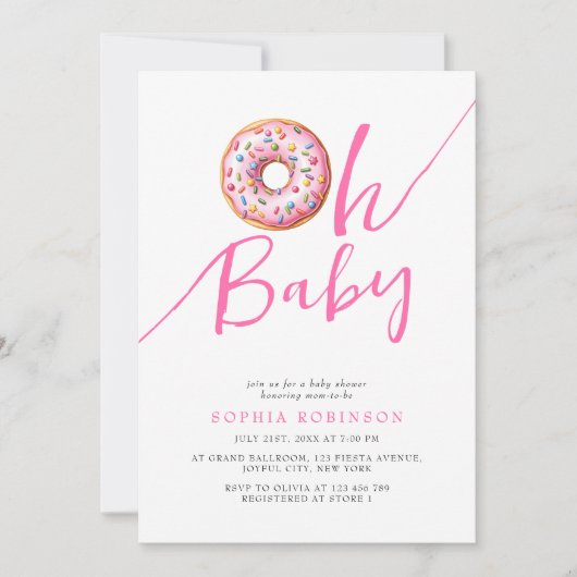 Oh Baby Sweet Donuts Minimalist Girl Baby shower Kaart (Voorkant)