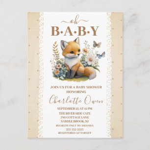 Oh Baby Sweet Foxy Baby shower Invitation Briefkaa Briefkaart