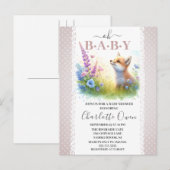 Oh Baby Sweet Foxy Baby shower Invitation Briefkaa Briefkaart (Voorkant / Achterkant)