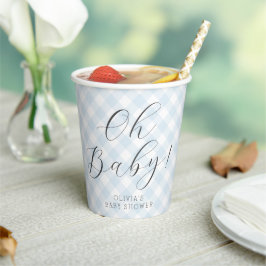 Oh Baby! Sweet Light Blue Gingham-Baby shower Papieren Bekers
