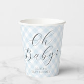 Oh Baby! Sweet Light Blue Gingham-Baby shower Papieren Bekers (Achterkant)